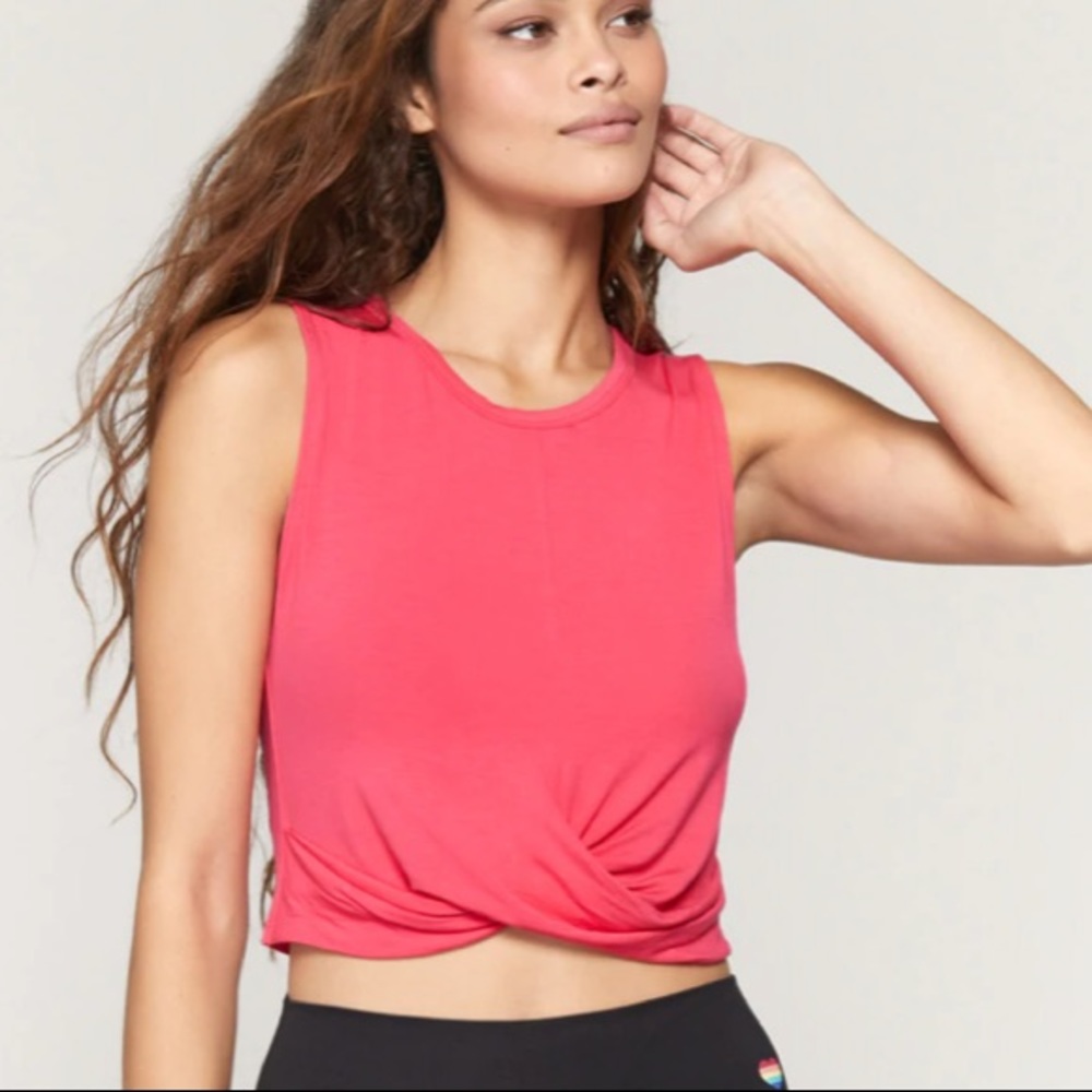 🎉HP🎉 NWOT SPIRITUAL GANGSTER Muse Crop cropped Ruby pink red tank top shirt - Picture 2 of 5
